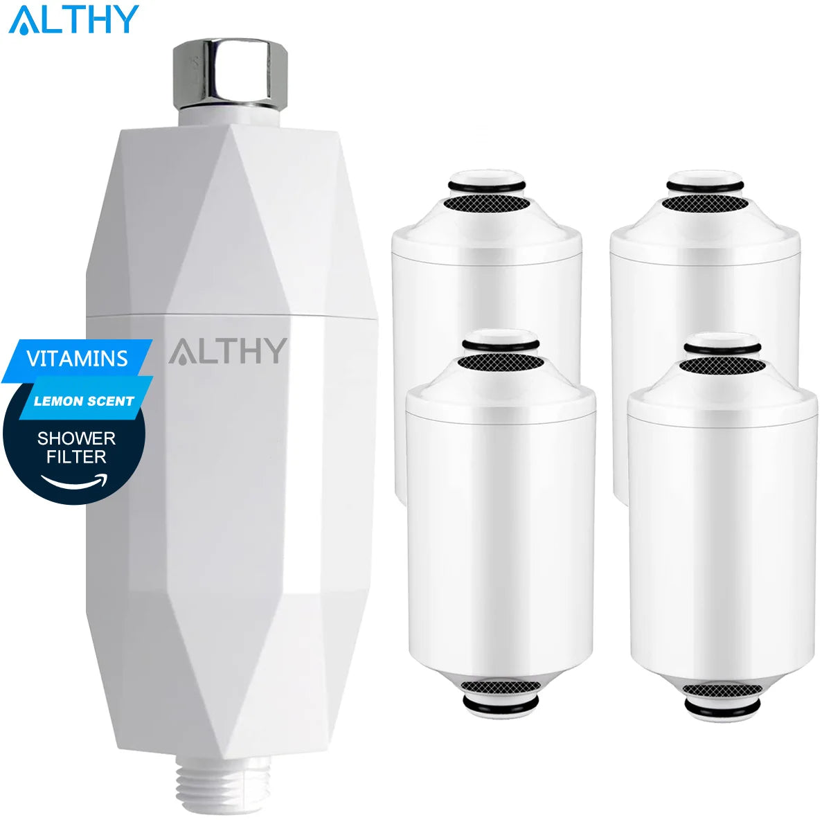 ALTHY Vitamin C Revitalizing Shower Water Filter - Reduces Chlorine Heavy Metal - Improves Dry Itchy Skin, Hair Dandruff, Eczema